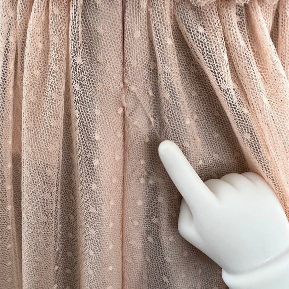 JILL Stuart Pink Sleeveless Ruffle Shoulder Polka-Dot Tulle Maxi Dress 4 6 NEW - Picture 7 of 15